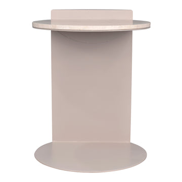 Evelyn 16" Contemporary Natural Marble/Metal Handmade C-Shaped End Table - JONATHAN Y